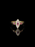 Victorian 18ct Gold Ruby and Diamond Marquise Cluster Ring