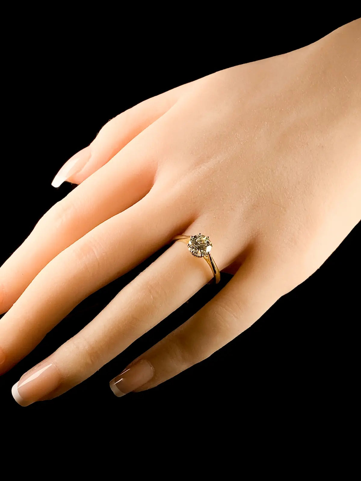 18ct Yellow Gold and Platinum Solitaire Diamond Ring, 1.42ct