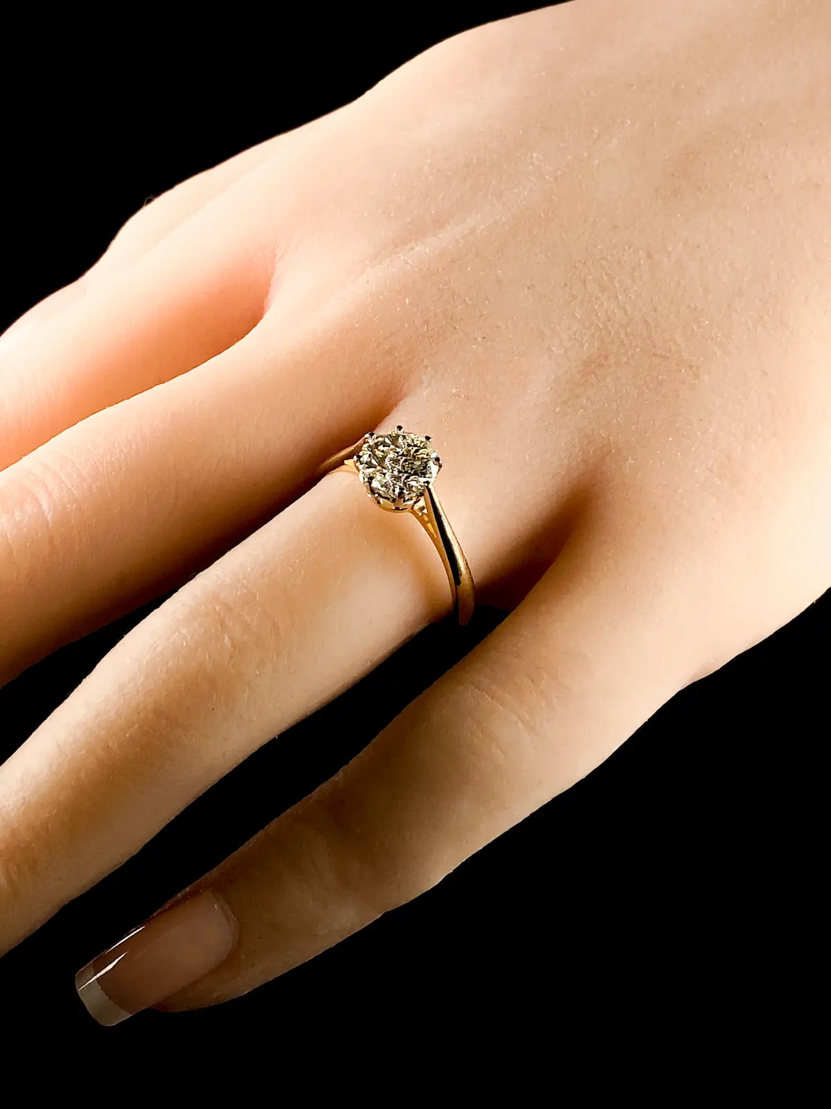 18ct Yellow Gold and Platinum Solitaire Diamond Ring, 1.42ct
