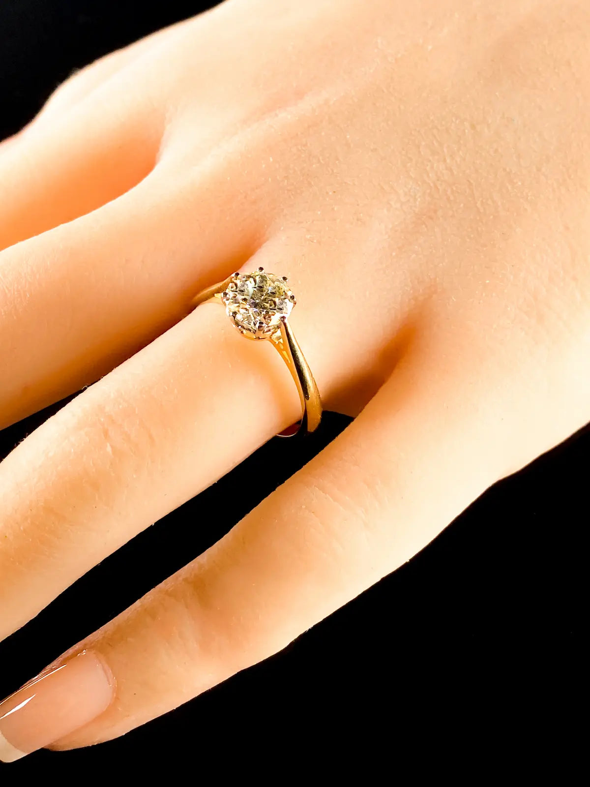 18ct Yellow Gold and Platinum Solitaire Diamond Ring, 1.42ct