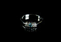 Three Stone Blue Zircone and Diamond Ring set in Platinum