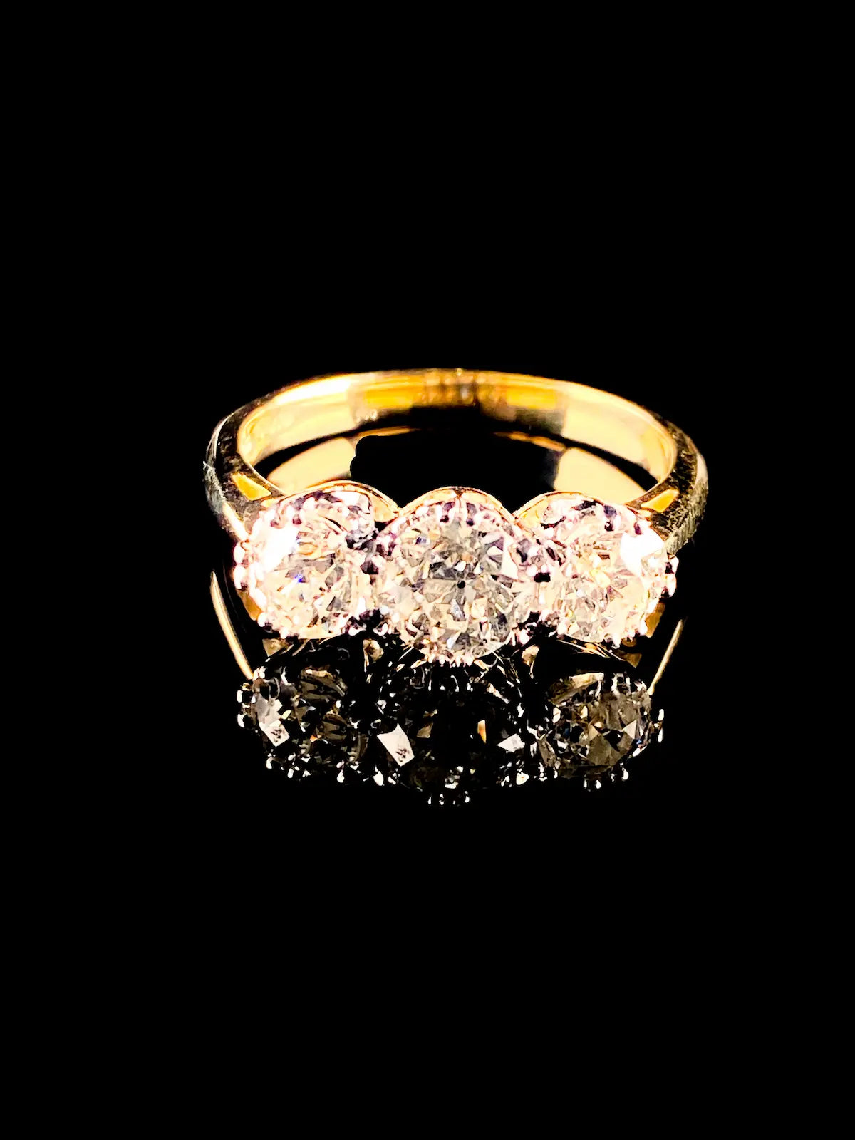 18ct Gold and Platinum Three Stone Old Cut Diamond Ring, 1.58ct