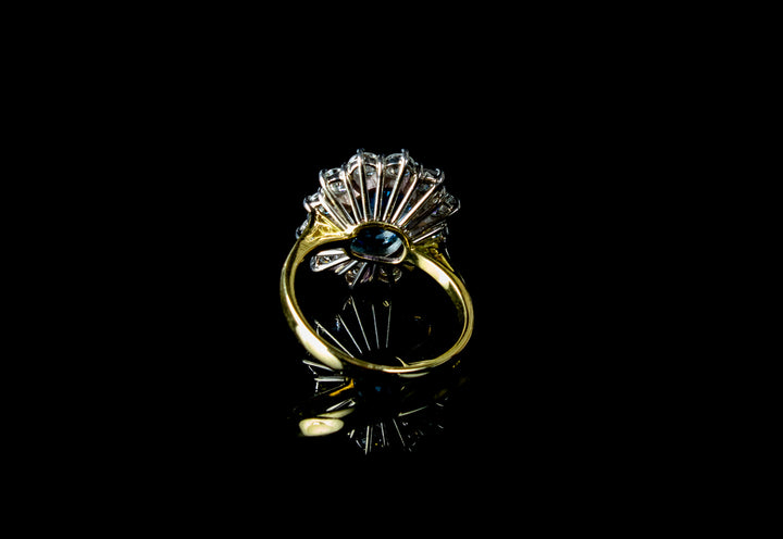 18ct Gold 3.30ct Aquamarine And Diamond Cluster Ring