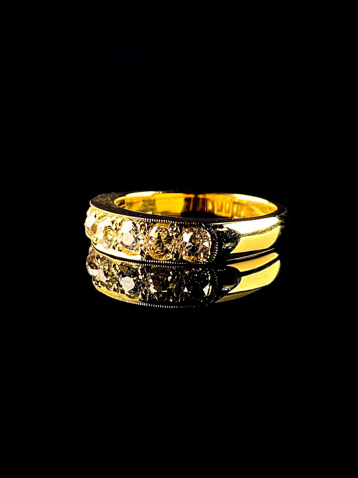 18ct Yellow Gold Seven Stone Old Cut Diamond Half Eternity Ring, 1.27ct