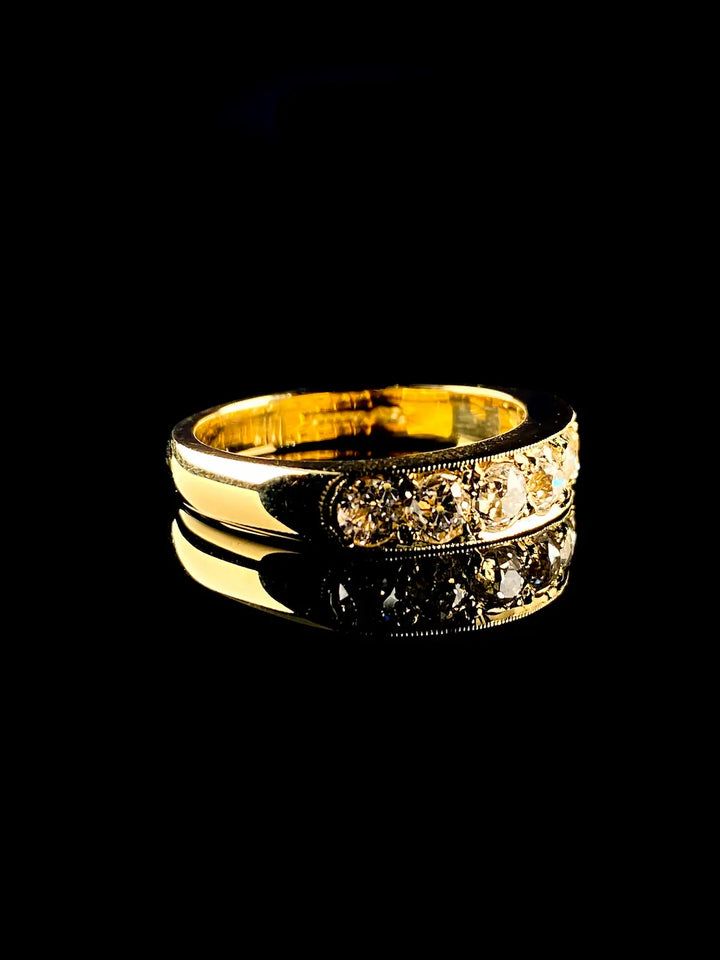 18ct Yellow Gold Seven Stone Old Cut Diamond Half Eternity Ring, 1.27ct