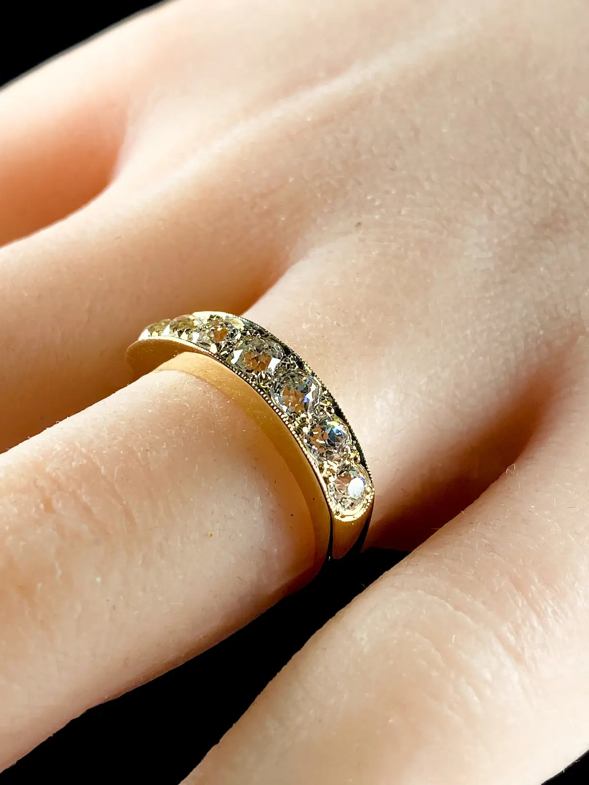 18ct Yellow Gold Seven Stone Old Cut Diamond Half Eternity Ring, 1.27ct