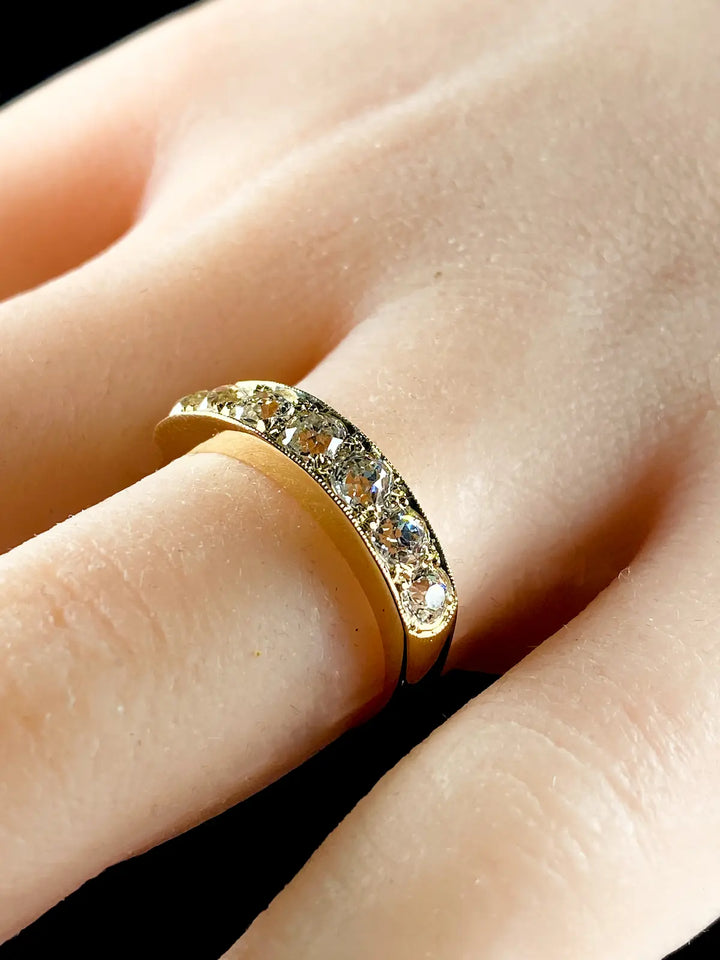 18ct Yellow Gold Seven Stone Old Cut Diamond Half Eternity Ring, 1.27ct
