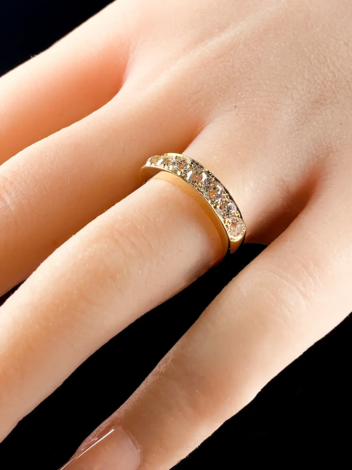 18ct Yellow Gold Seven Stone Old Cut Diamond Half Eternity Ring, 1.27ct