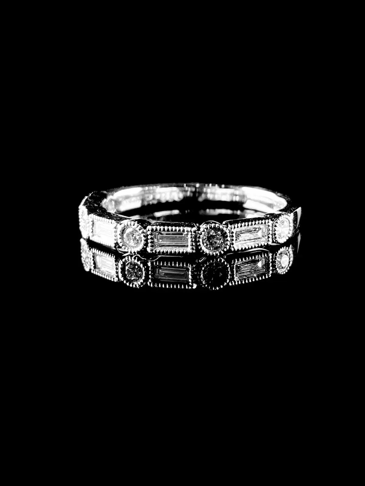Platinum Art Deco Style Nine Stone Diamond Half Eternity Ring, 0.35ct