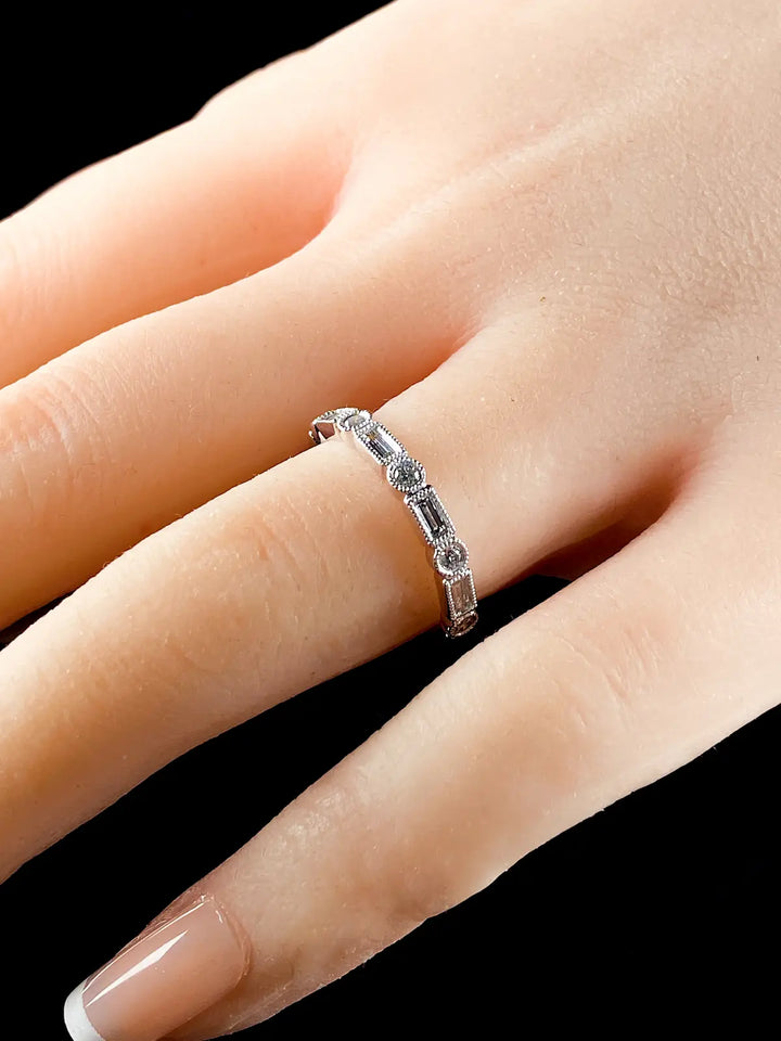 Platinum Art Deco Style Nine Stone Diamond Half Eternity Ring, 0.35ct