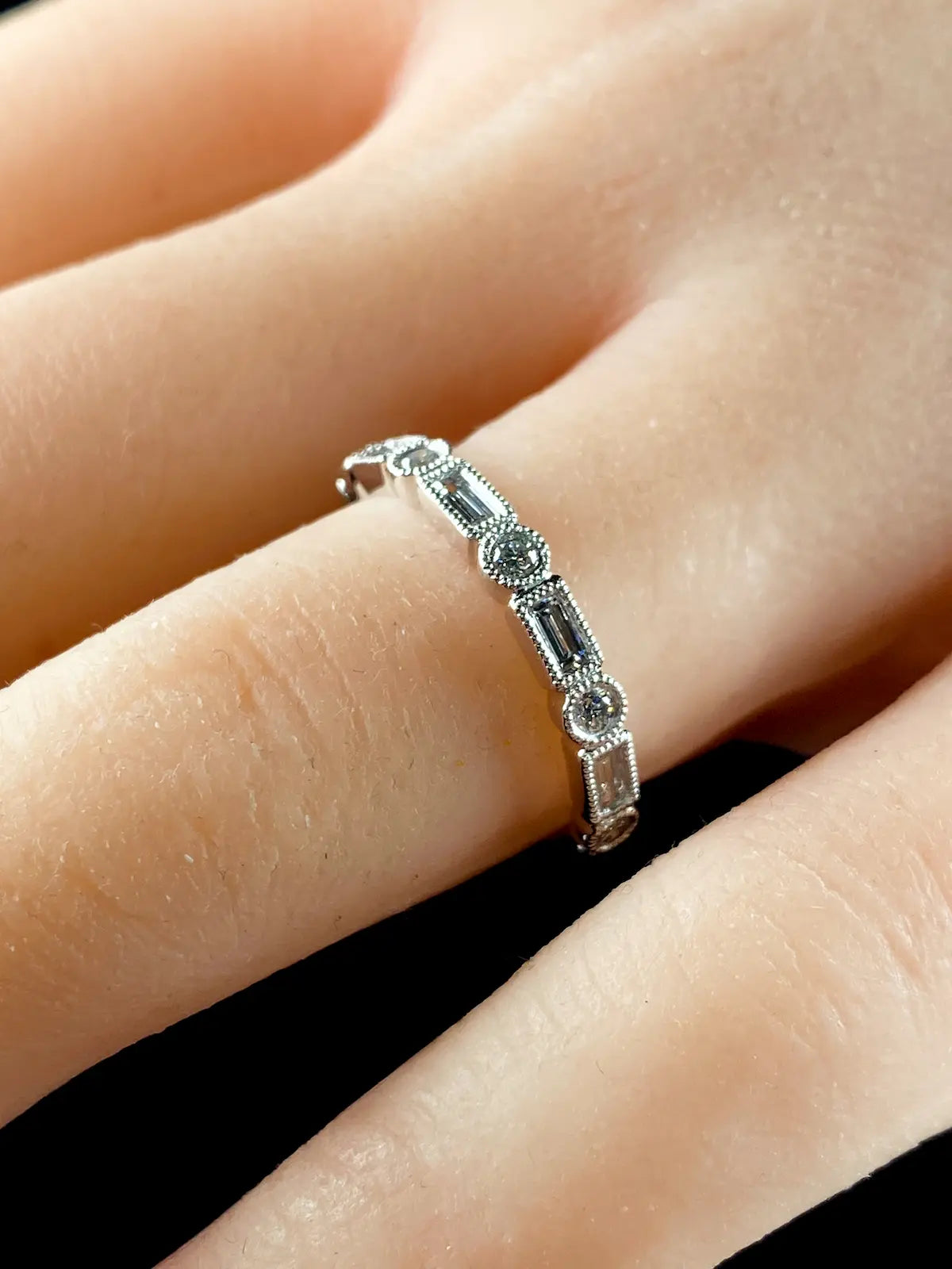 Platinum Art Deco Style Nine Stone Diamond Half Eternity Ring, 0.35ct