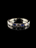 Platinum Art Deco Style Nine Stone 0.44ct Sapphire and Diamond Half Eternity Ring