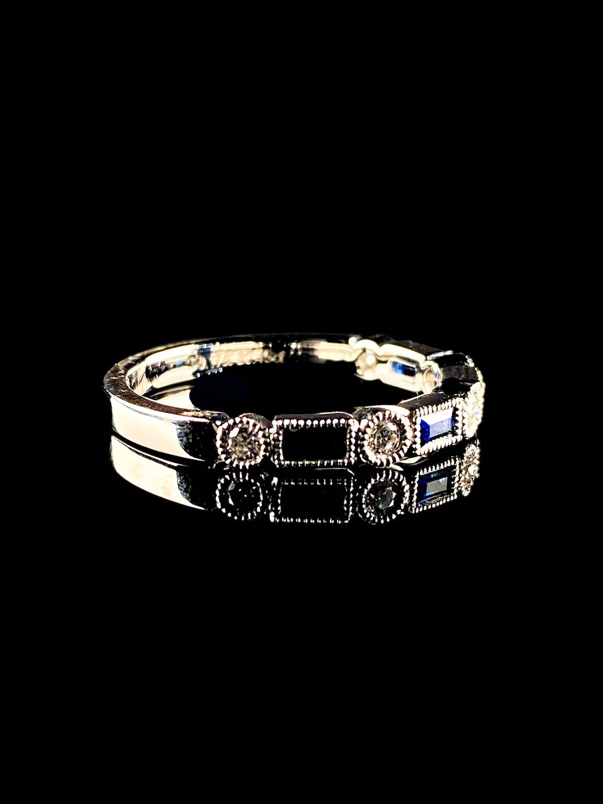 Platinum Art Deco Style Nine Stone 0.44ct Sapphire and Diamond Half Eternity Ring