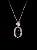 18ct Garnet and Diamond Cluster Pendant with a Diamond Trefoil