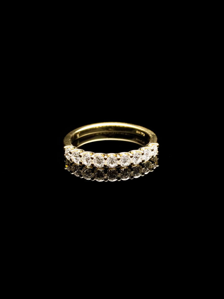 18ct Yellow Gold Diamond Half Eternity Ring with a Scalloped Edge