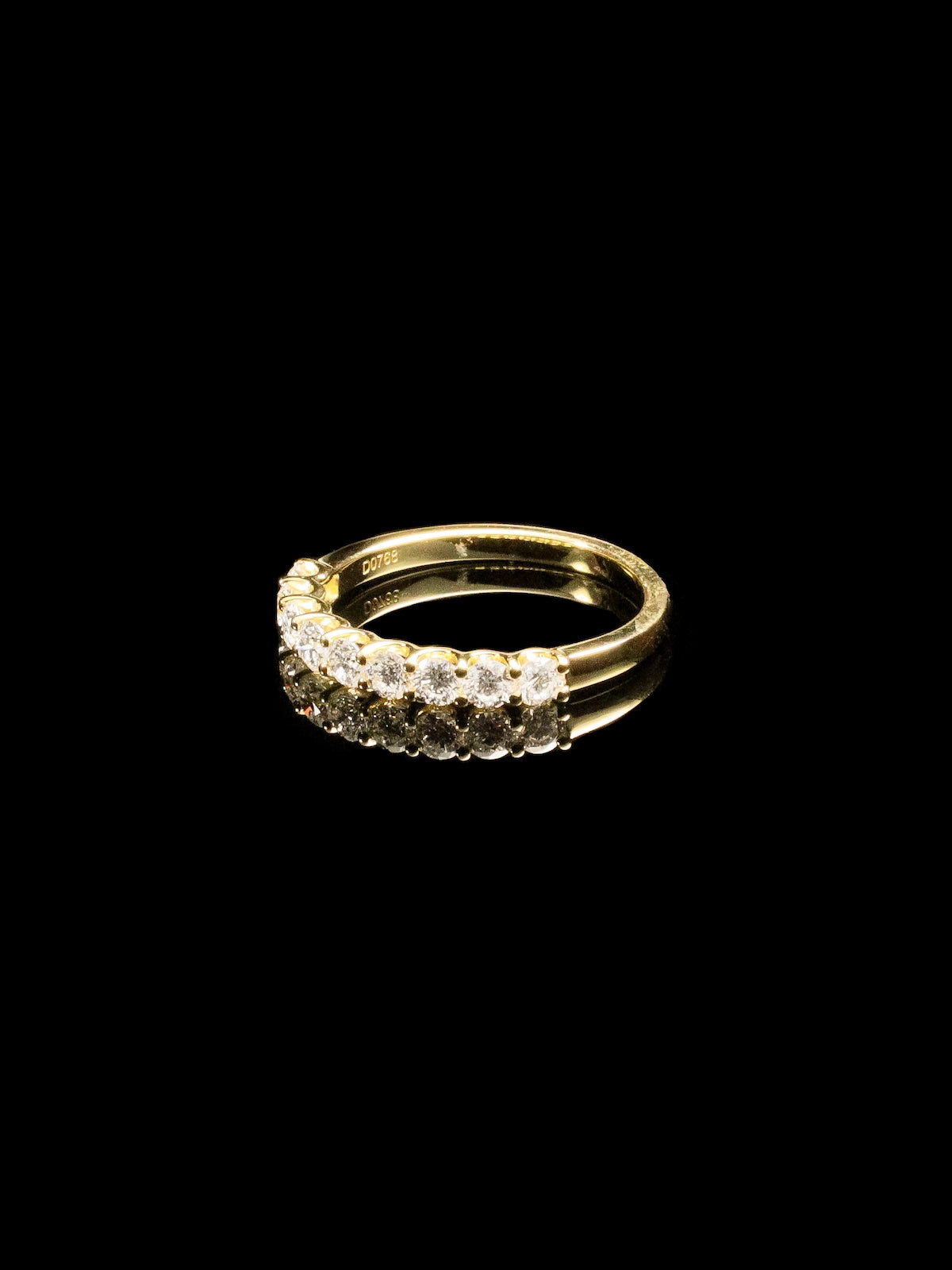 18ct Yellow Gold Diamond Half Eternity Ring with a Scalloped Edge