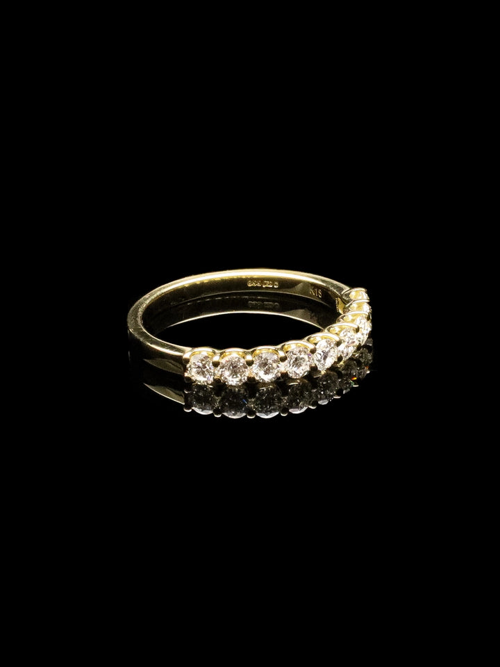 18ct Yellow Gold Diamond Half Eternity Ring with a Scalloped Edge