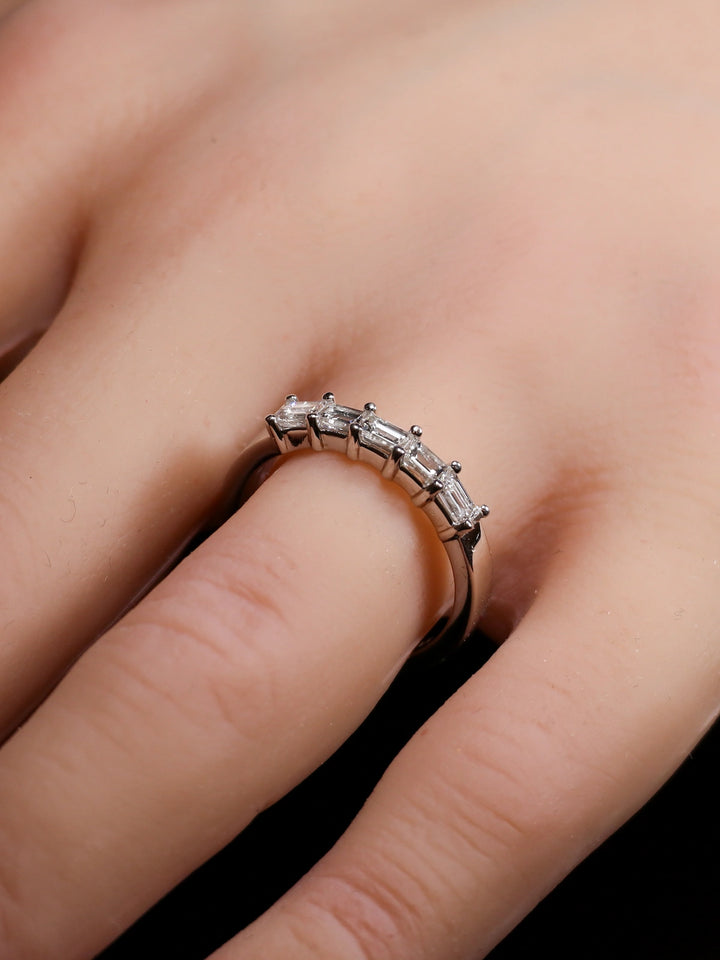 18ct White Gold Horizontal Baguette-cut Diamond Eternity Ring