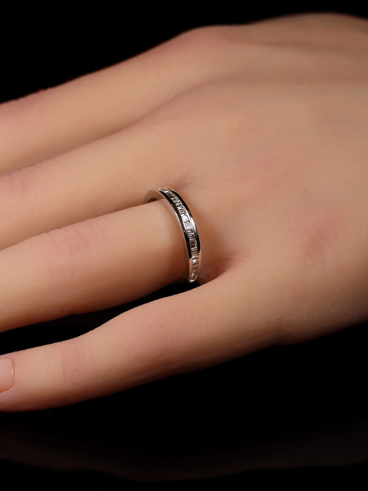 18ct White Gold Baguette Diamond Channel-Set Half Eternity Ring