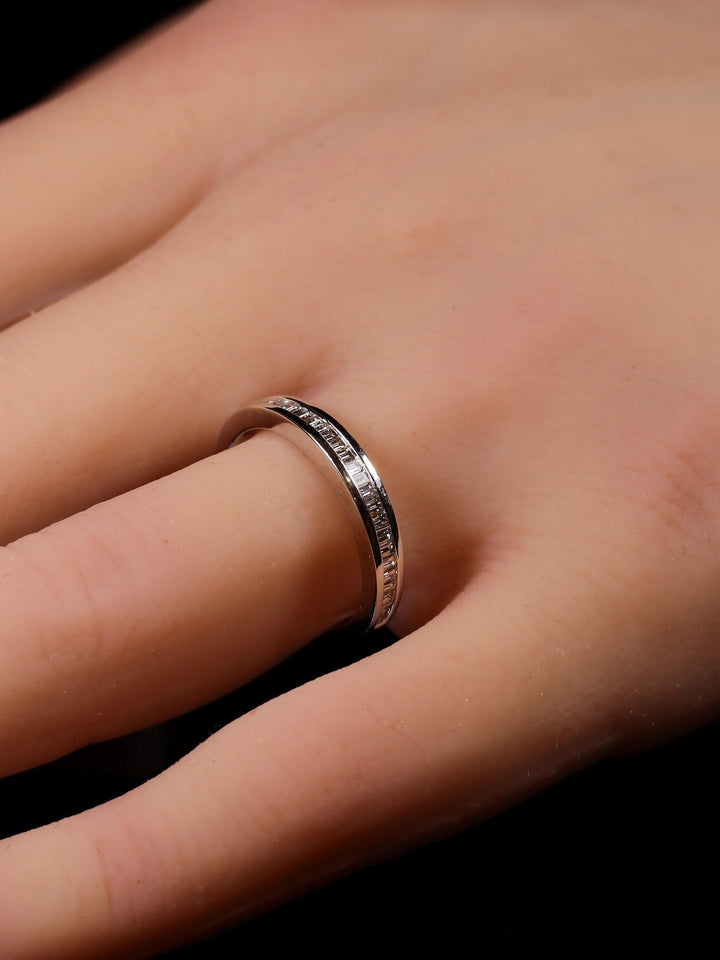 18ct White Gold Baguette Diamond Channel-Set Half Eternity Ring