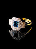 Art Deco Style 18ct Gold and Platinum 0.56ct Aquamarine and Diamond Ring