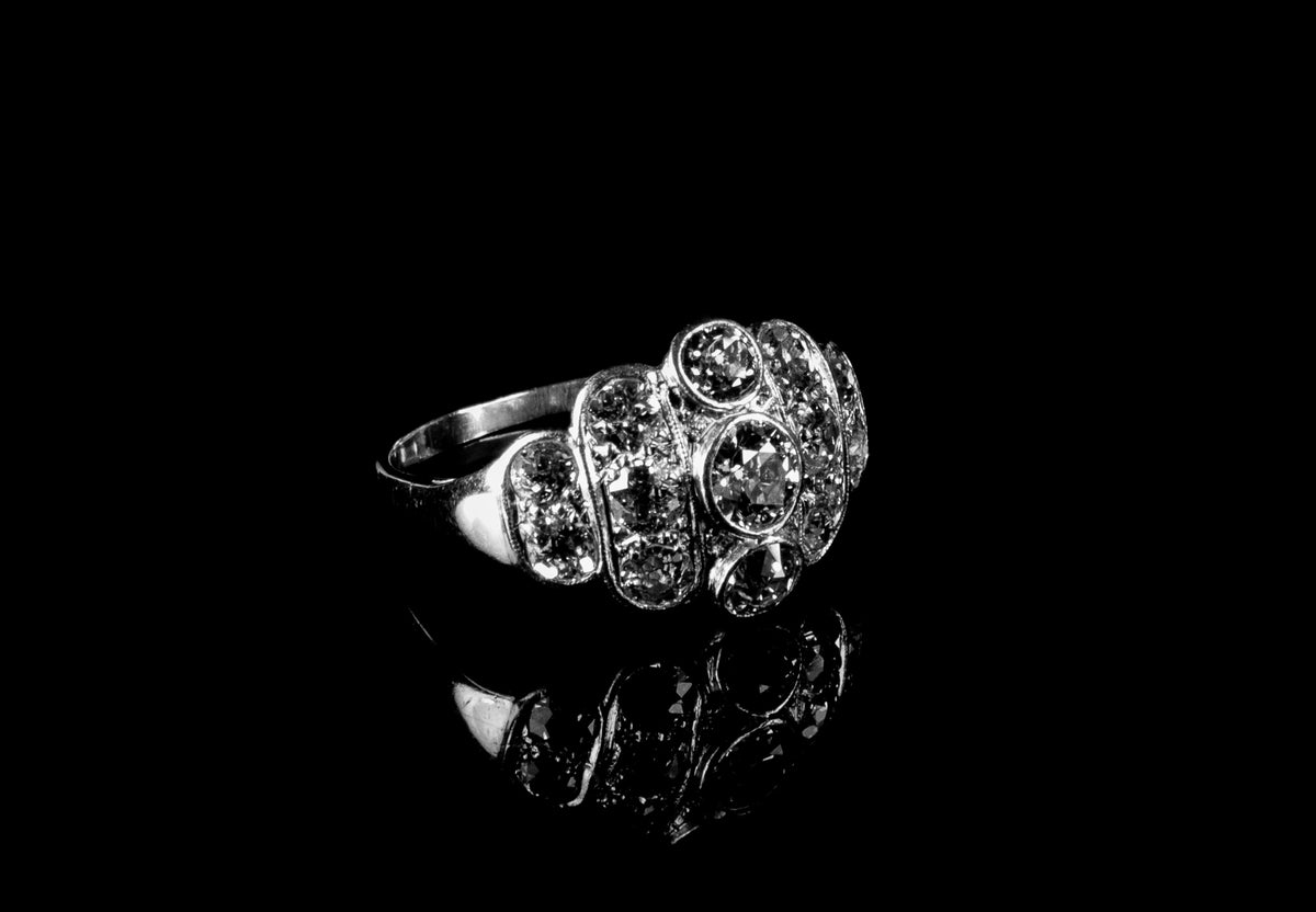 Platinum Bombé 3.00ct Old Cut Diamond Ring, Circa 1930
