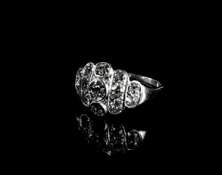 Platinum Bombé 3.00ct Old Cut Diamond Ring, Circa 1930