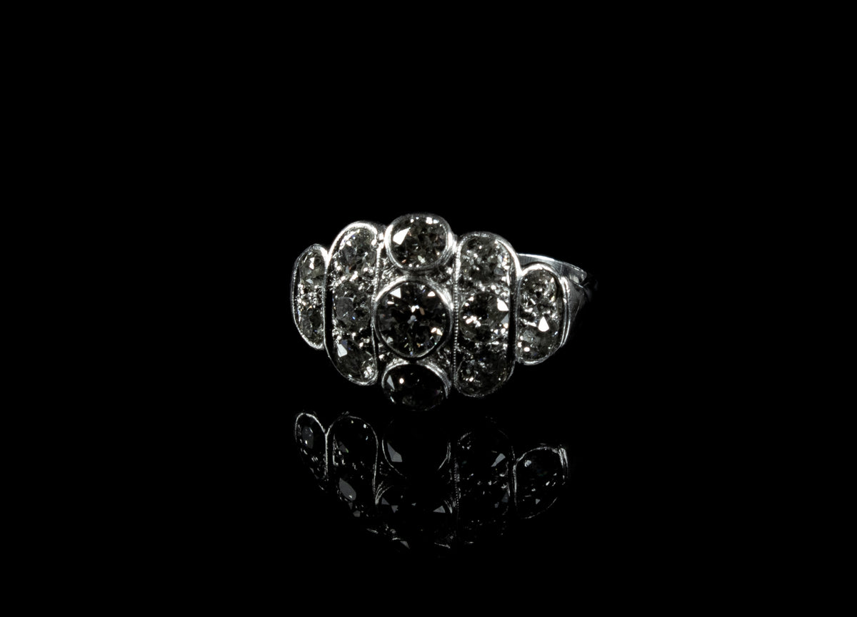Platinum Bombé 3.00ct Old Cut Diamond Ring, Circa 1930
