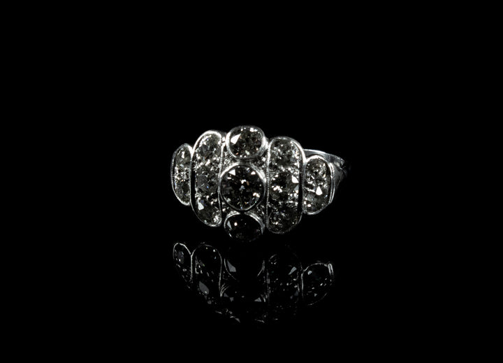 Platinum Bombé 3.00ct Old Cut Diamond Ring, Circa 1930
