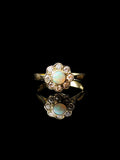 18ct Yellow Gold Bezel-Set Opal and Diamond Daisy Cluster Ring