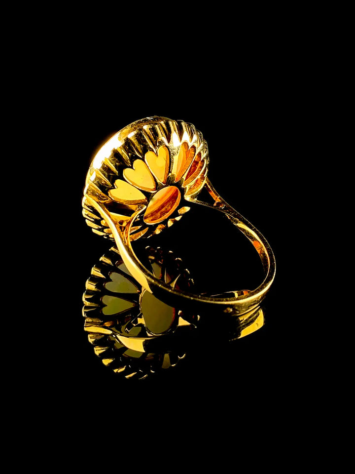 18ct Yellow Gold 3.72ct Opal and Diamond Cluster Ring