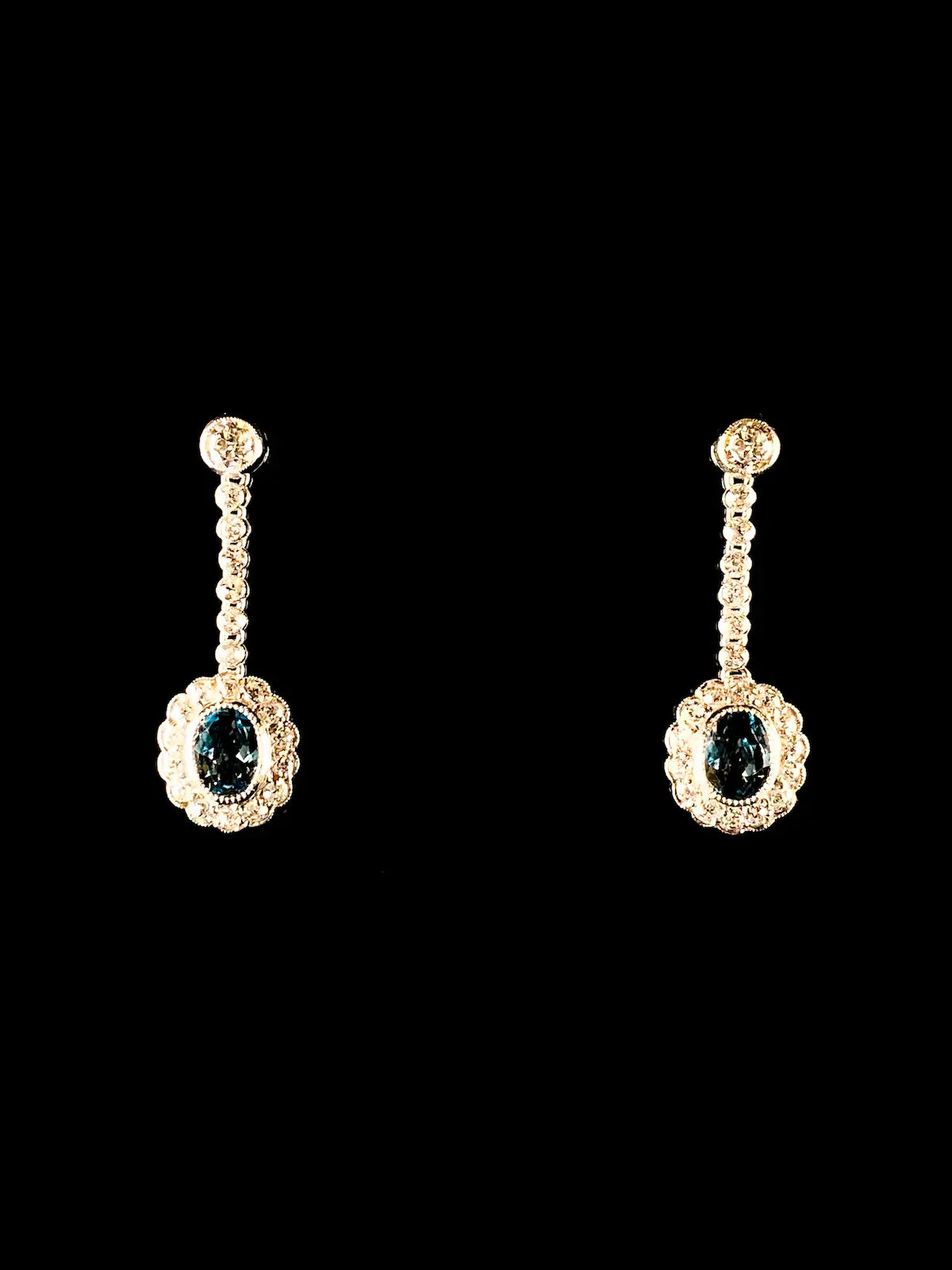 Platinum 1.00ct Aquamarine and 0.80ct Diamond Cluster Drop Earrings