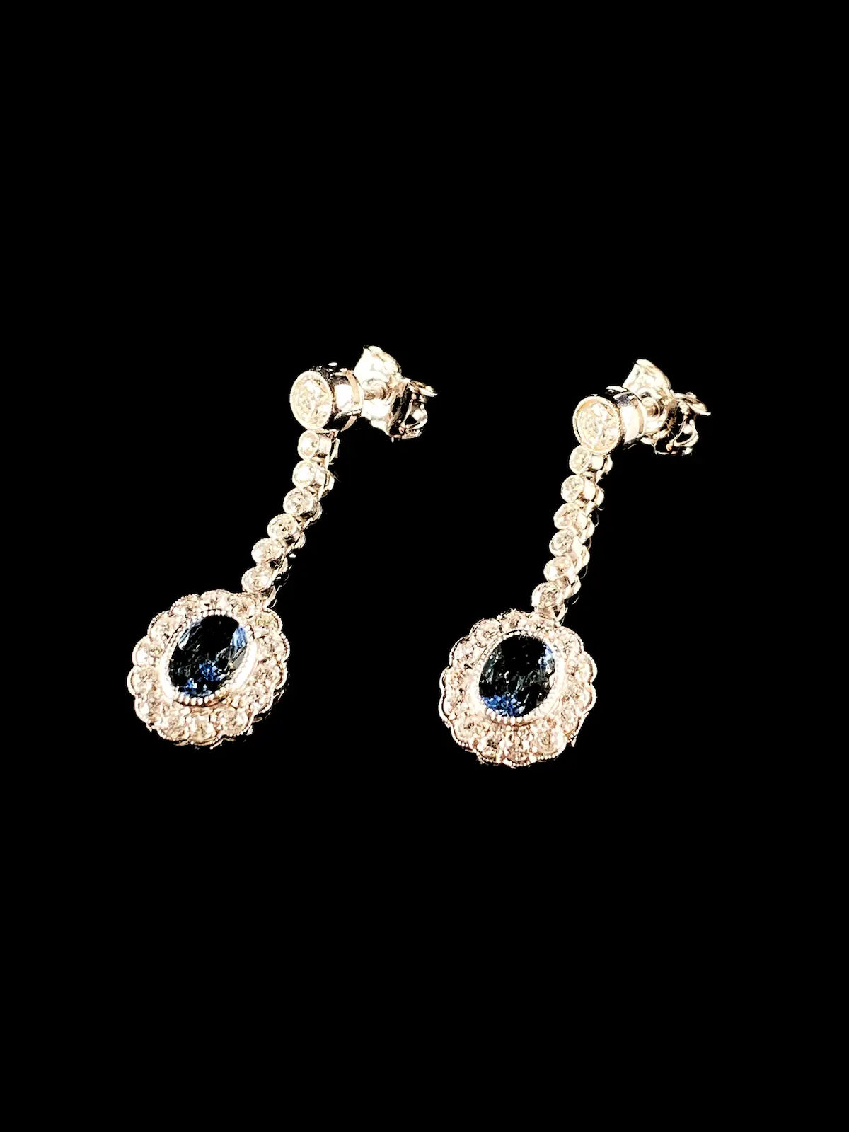 Platinum 1.00ct Aquamarine and 0.80ct Diamond Cluster Drop Earrings