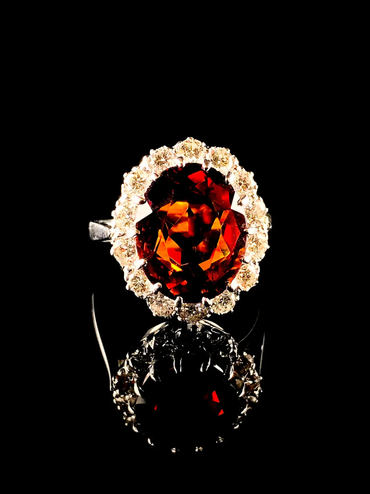 18ct White Gold 4.58ct Citrine and 1.11ct Diamond Cluster Ring