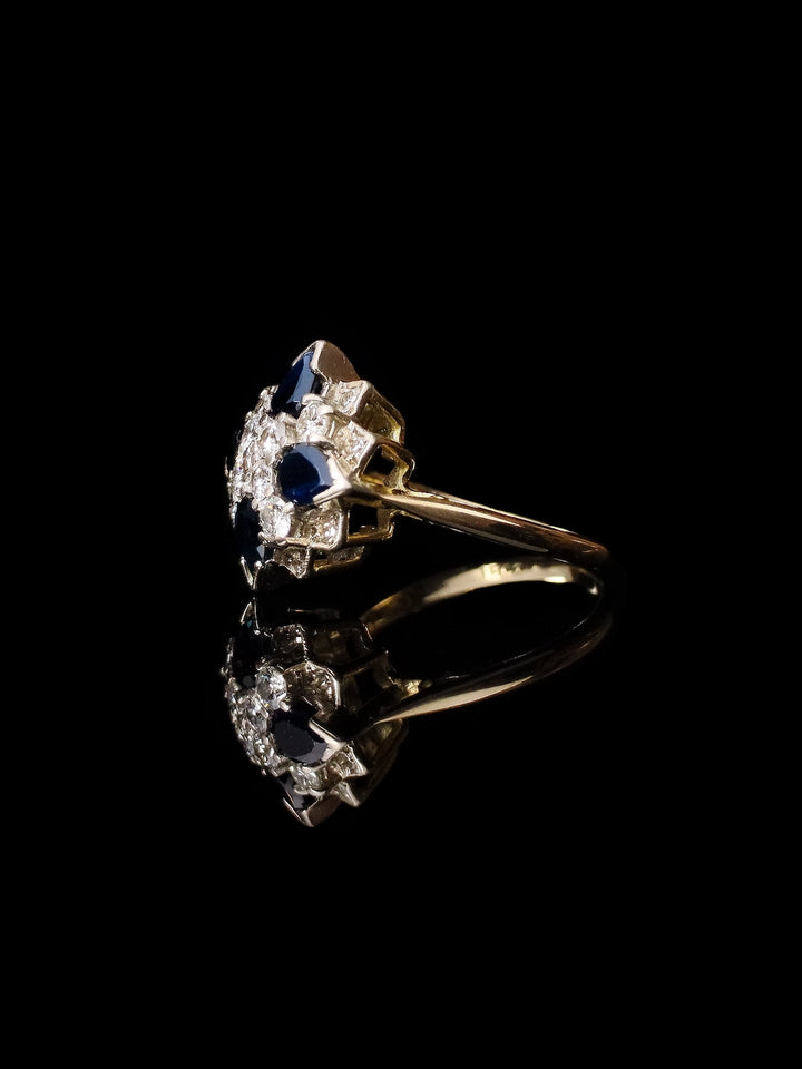 18ct Gold Sapphire and Diamond Starburst Cluster Dress Ring