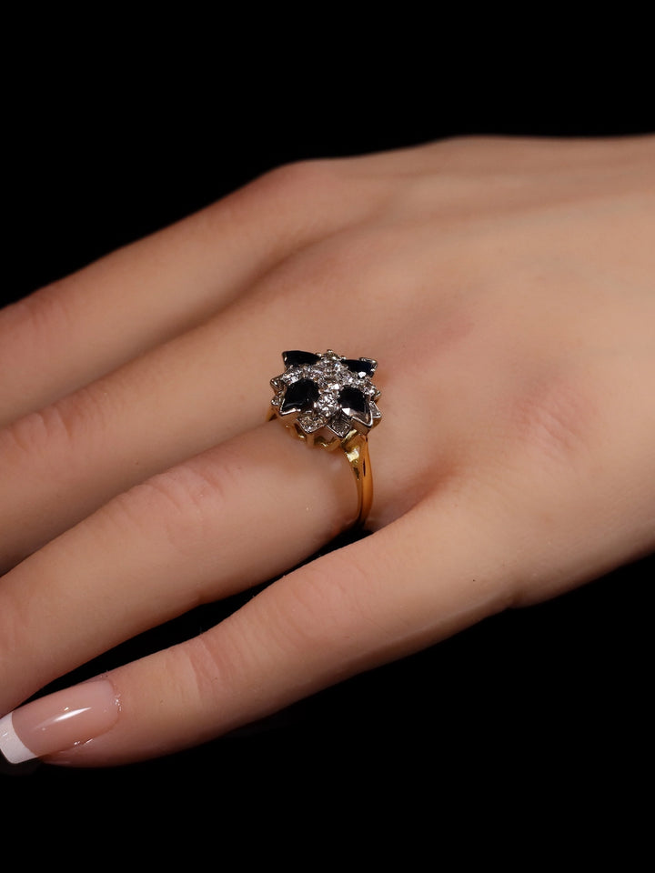 18ct Gold Sapphire and Diamond Starburst Cluster Dress Ring
