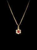 18ct Gold Ruby and Diamond Daisy Cluster Claw-Set Pendant