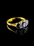Art Deco Style 18ct Gold and Platinum Seven Stone 1.63ct Sapphire and Diamond Ring