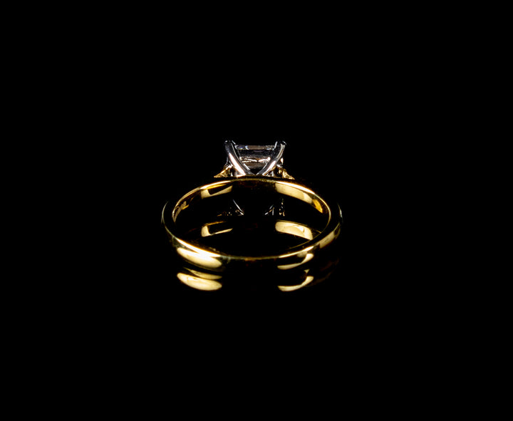 18ct Gold Emerald Cut Diamond Solitaire Ring