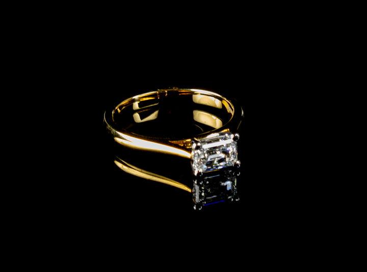 18ct Gold Emerald Cut Diamond Solitaire Ring