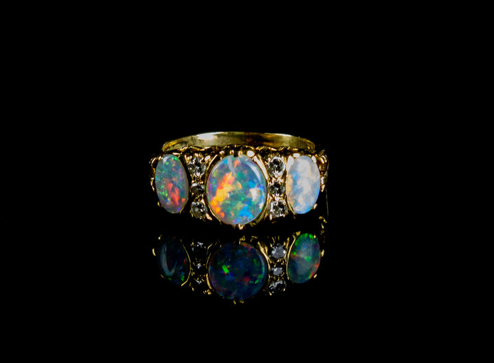 18ct Gold Opal and Diamond Ring, Sheffield 1996