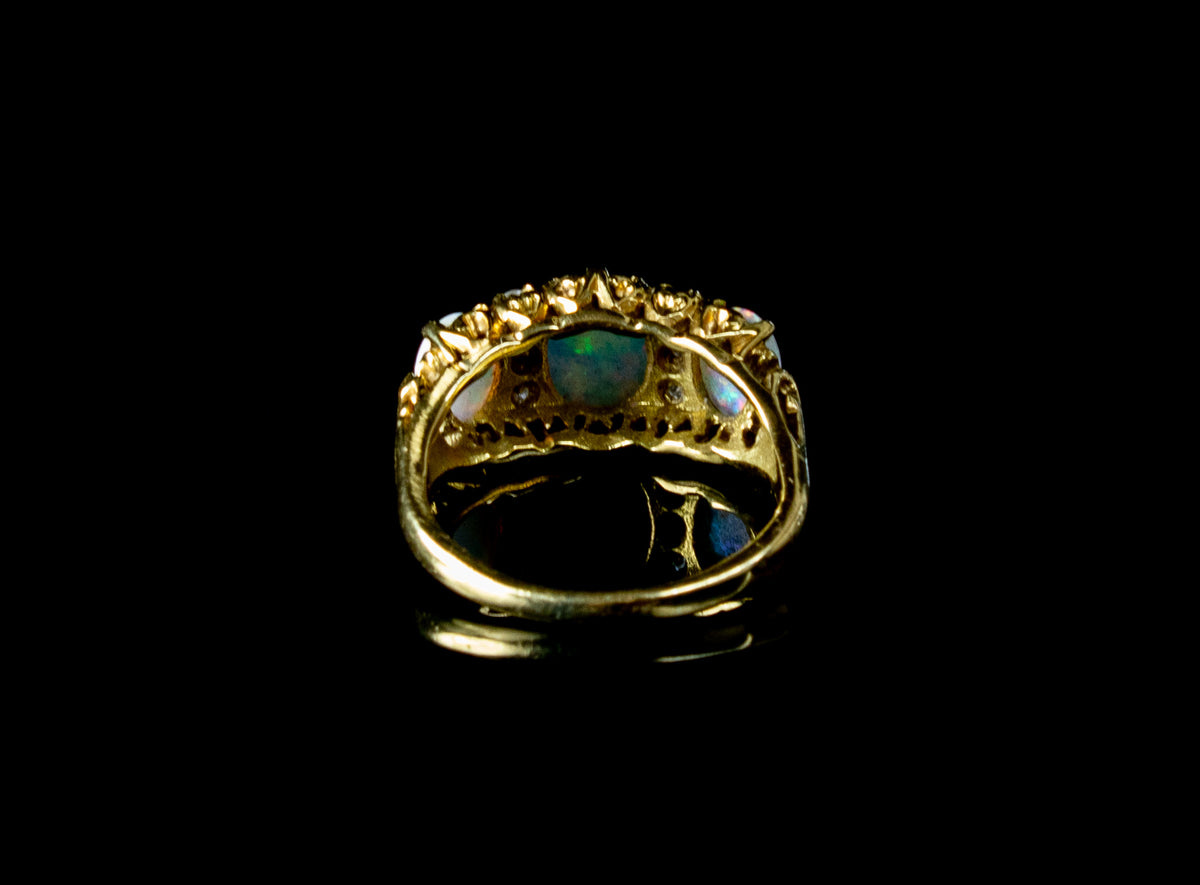 18ct Gold Opal and Diamond Ring, Sheffield 1996