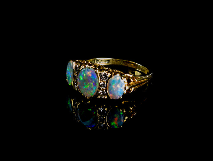 18ct Gold Opal and Diamond Ring, Sheffield 1996