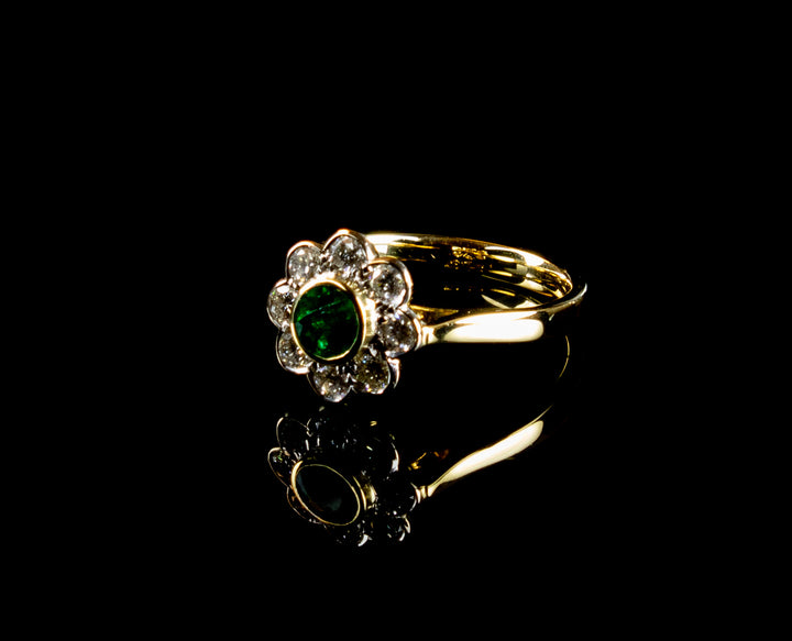 18ct Gold Emerald and Diamond Cluster Ring