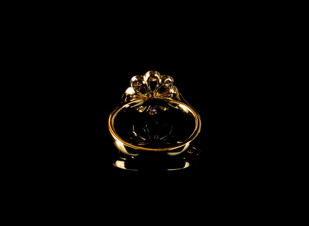 18ct Gold Emerald and Diamond Cluster Ring