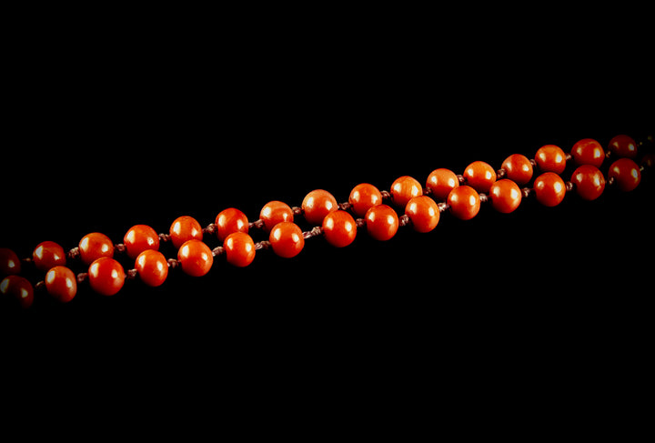 1930s Long Coral Beaded Necklace