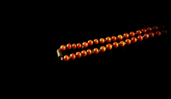 1930s Long Coral Beaded Necklace