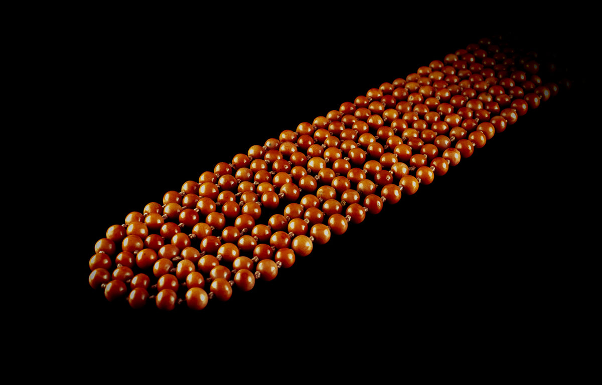 1930s Long Coral Beaded Necklace