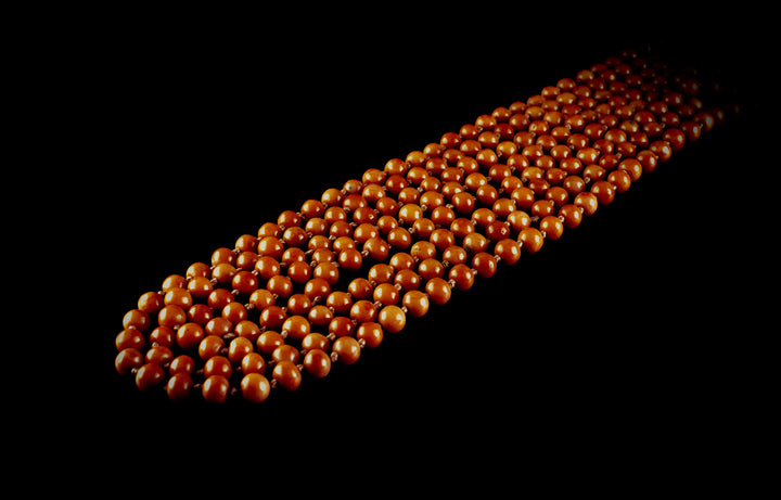 1930s Long Coral Beaded Necklace
