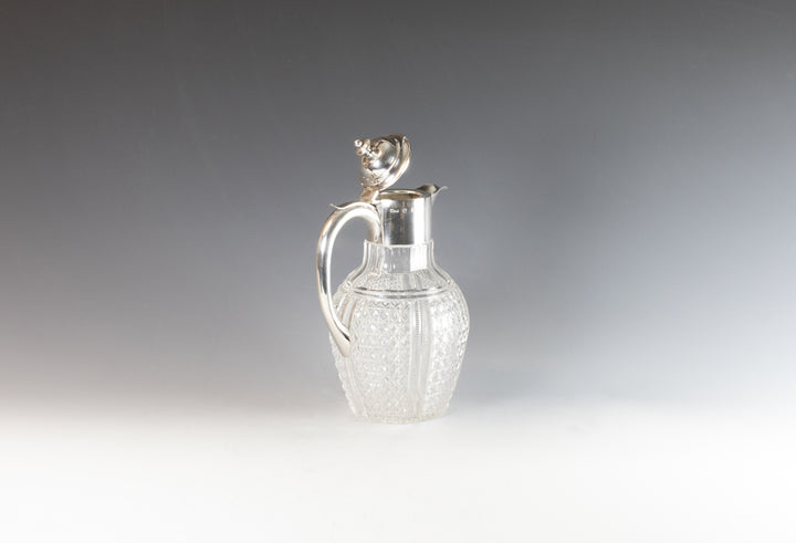 Antique silver and glass claret jug, Birmingham 1899